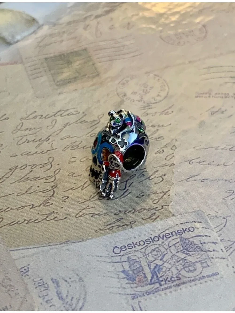 Gnoce Sterling Silver Enamel Day of the Dead Sugar Skull Charm